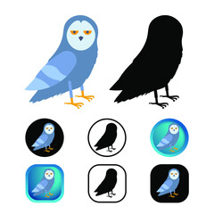 Flat Owl Bird Icon Collection