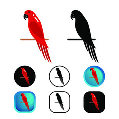 Flat Parrot Bird Icon Collection