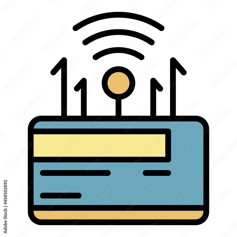 Poster wireless router icon. outline wireless router vector icon color flat isolated