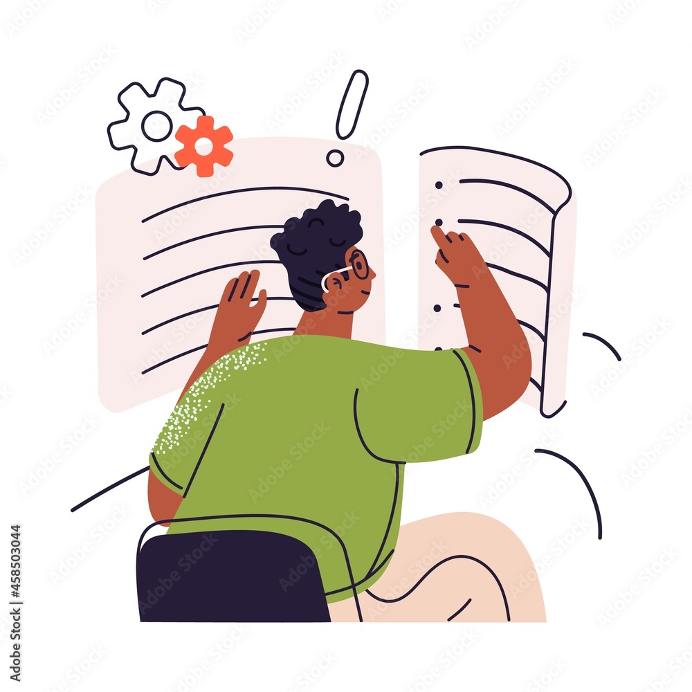 Poster person with to-do list, planning and organizing work. man analyzing, checking and controlling busine
