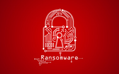 ransomware virus, padlock red background