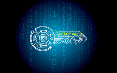 ransomware virus with padlock, encrypt key