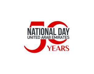 Fifty UAE national day, Spirit of the union. Banner with UAE state flag. Illustration of 50 years National day of the United Arab Emirates. Card in honor of the 50th anniversary 2 December 1971 - 2021
