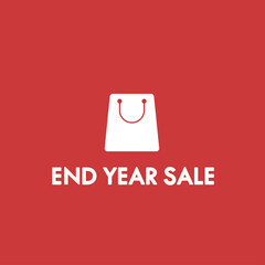End year sale poster. Sale vector. Paper bag icon vector.