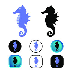 Flat Sea Horse Icon Collection