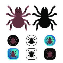 Flat Tarantula Spider Icon Collection