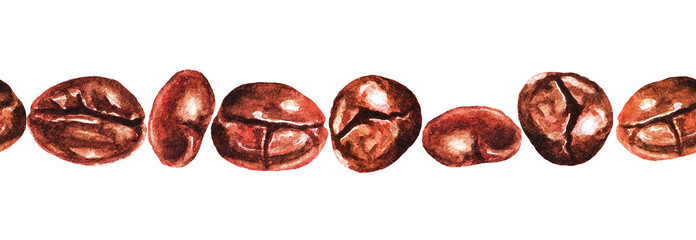 Watercolor coffee beans. Seamless pattern (3)