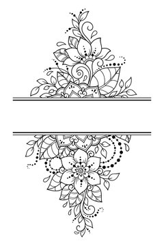 recommend clip art: Frame in eastern tradition. Stylized with henna tattoos decorative pattern for decorating covers for book, notebook, casket, magazine, postcard and folder. Flower mandala in mehndi style.