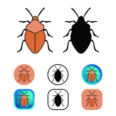 Flat Stink Bug Insect Icon Collection