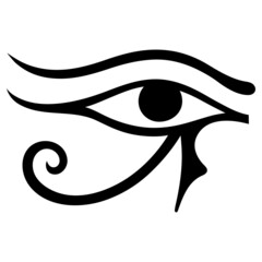 The ancient Egyptian symbol of the sun is the right eye of the god Horus. A mystical protective amulet of the Pharaohs. A sign symbolizing masculine strength. - obrazy, fototapety, plakaty