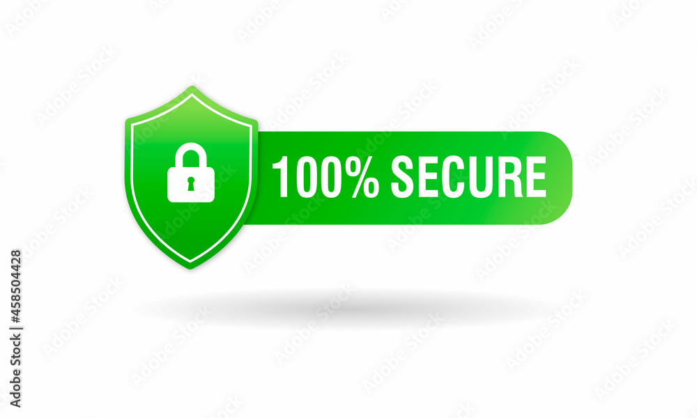 Poster 100 secure grunge vector icon. badge or button for commerce website. sign on white background. vecto