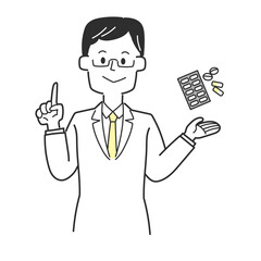 薬の飲み方や使用法について説明する医師