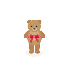 This is a teddy bear with a ribbon on a white background.