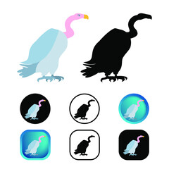 Flat Vulture Bird Icon Collection