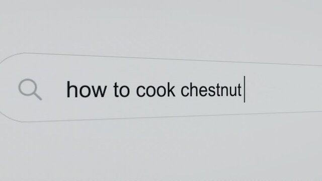 How to cook chestnuts - Pc screen internet browser search engine bar typing future related question.