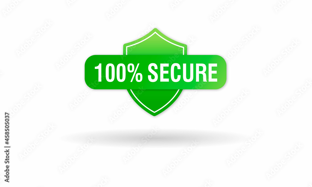Poster 100 secure grunge vector icon. badge or button for commerce website. sign on white background. vecto