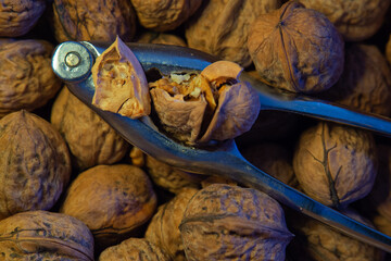 Gros plan sur une noix cass&eacute;e