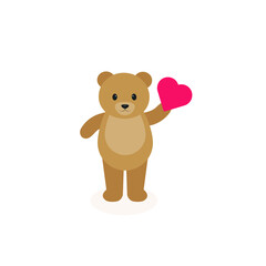 This is a teddy bear for valentines day isolated on a white background.
