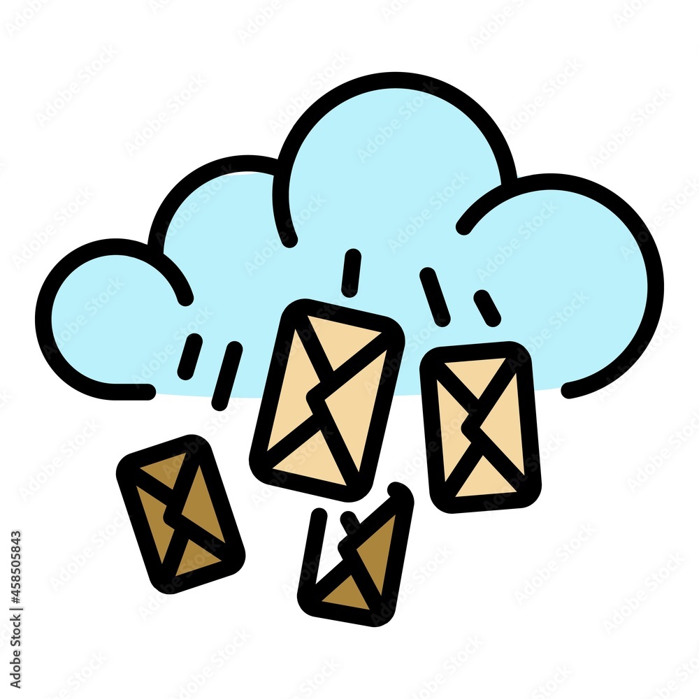 Poster mail cloud service icon. outline mail cloud service vector icon color flat isolated