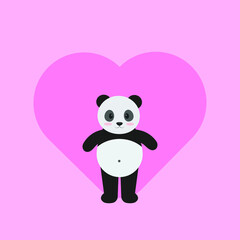 Obraz premium This is a panda for valentines day on a pink background.