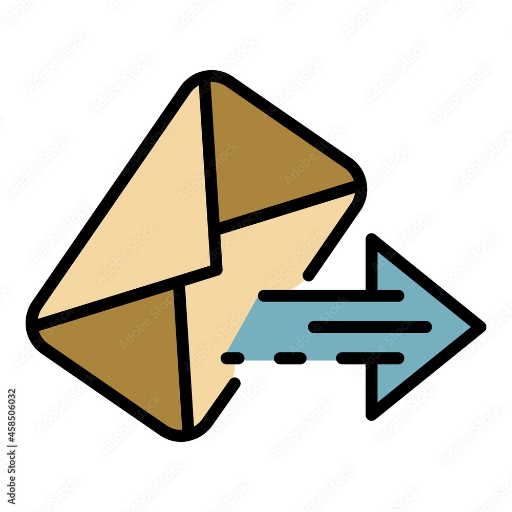 Poster envelope and arrow icon. outline envelope and arrow vector icon color flat isolated