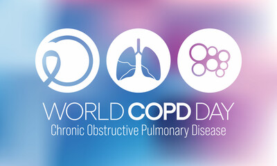 World COPD day (Chronic Obstructive Pulmonary Disease) is observed every year in November, is the name for a group of lung conditions that cause breathing difficulties. Vector illustration