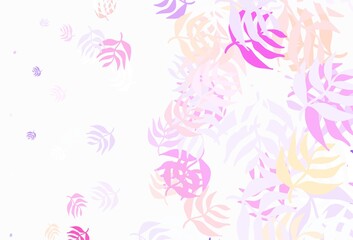 Fototapeta na wymiar Light Pink, Yellow vector natural pattern with leaves.