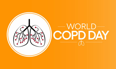 World COPD day (Chronic Obstructive Pulmonary Disease) is observed every year in November, is the name for a group of lung conditions that cause breathing difficulties. Vector illustration
