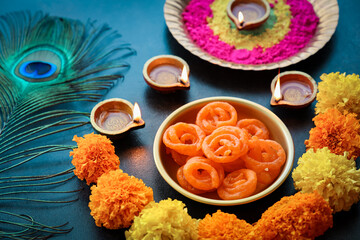 Diwali sweets jalebi Jhangiri Imarti zalabia jndian Sweet dessert mithai festival Dussehra Holi...