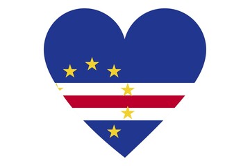 Cape Verde flag of heart shape isolated on white background