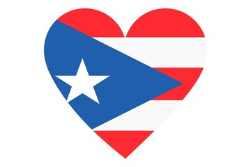 Fototapeta premium Puerto Rico flag of heart shape isolated on white background