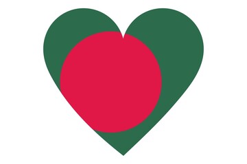 Bangladesh flag of heart shape isolated on white background