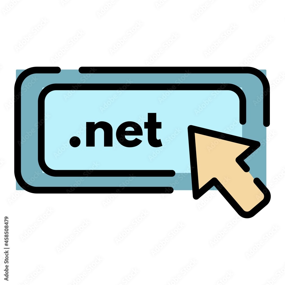 Poster net domain icon. outline net domain vector icon color flat isolated