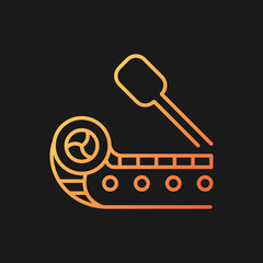 Indigenous culture gradient vector icon for dark theme. Historical heritage. Crafted boat for voyage and fishery. Thin line color symbol. Modern style pictogram. Vector isolated outline drawing