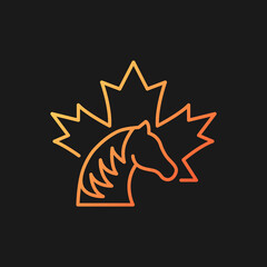 Canadian horse gradient vector icon for dark theme. National heritage and symbol of Canada. Official canadian emblem. Thin line color symbol. Modern style pictogram. Vector isolated outline drawing