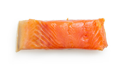 Isolated a piece of lightly salted salmon on white background