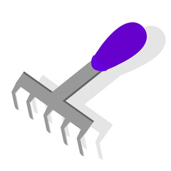 vector illustration of a steel rake icon for plant care