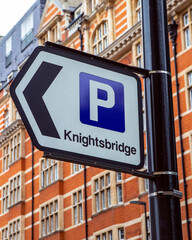 Parking Sign in Knightsbridge, London, UK - 458510279