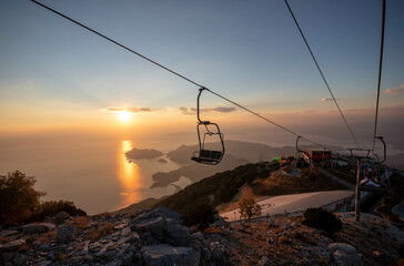 Oludeniz Babadag mountain Cableway, (teleferik). Mediterranean, TURKEY.