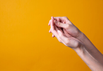 Fototapeta premium woman holds her hand - pain concept