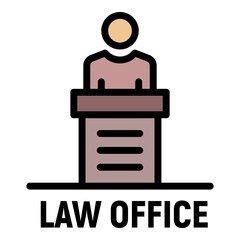 Law office icon. Outline law office vector icon color flat isolated