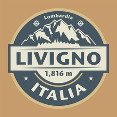 Abstract stamp or emblem with the name of Livigno, Italy
