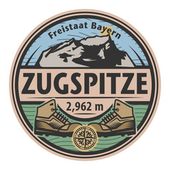Abstract stamp with the name of Zugspitze, Bavaria, Germany