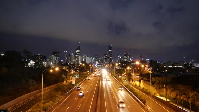 Freeway to City Brisbane City, Queensland Australia Downtown Region
