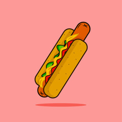 Hot Dog fast food mustard ketchup bun sausage american food