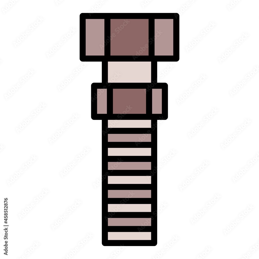 Poster bolt with nut icon. outline bolt with nut vector icon color flat isolated