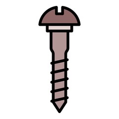 Half round head screw icon. Outline half round head screw vector icon color flat isolated