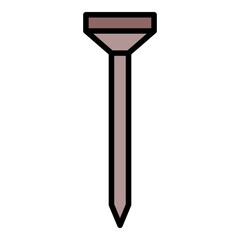 Steel nail icon. Outline Steel nail vector icon color flat isolated