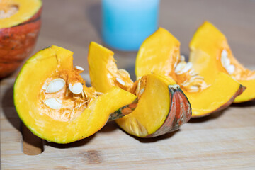 slices of pumpkin are on the table