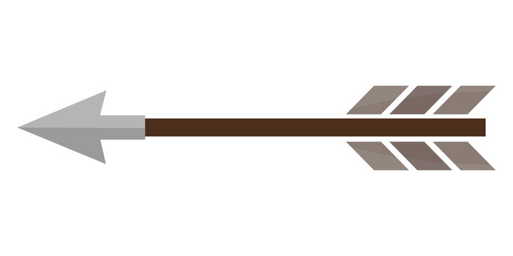 Bow arrow side view. Medieval weapon in flat style.